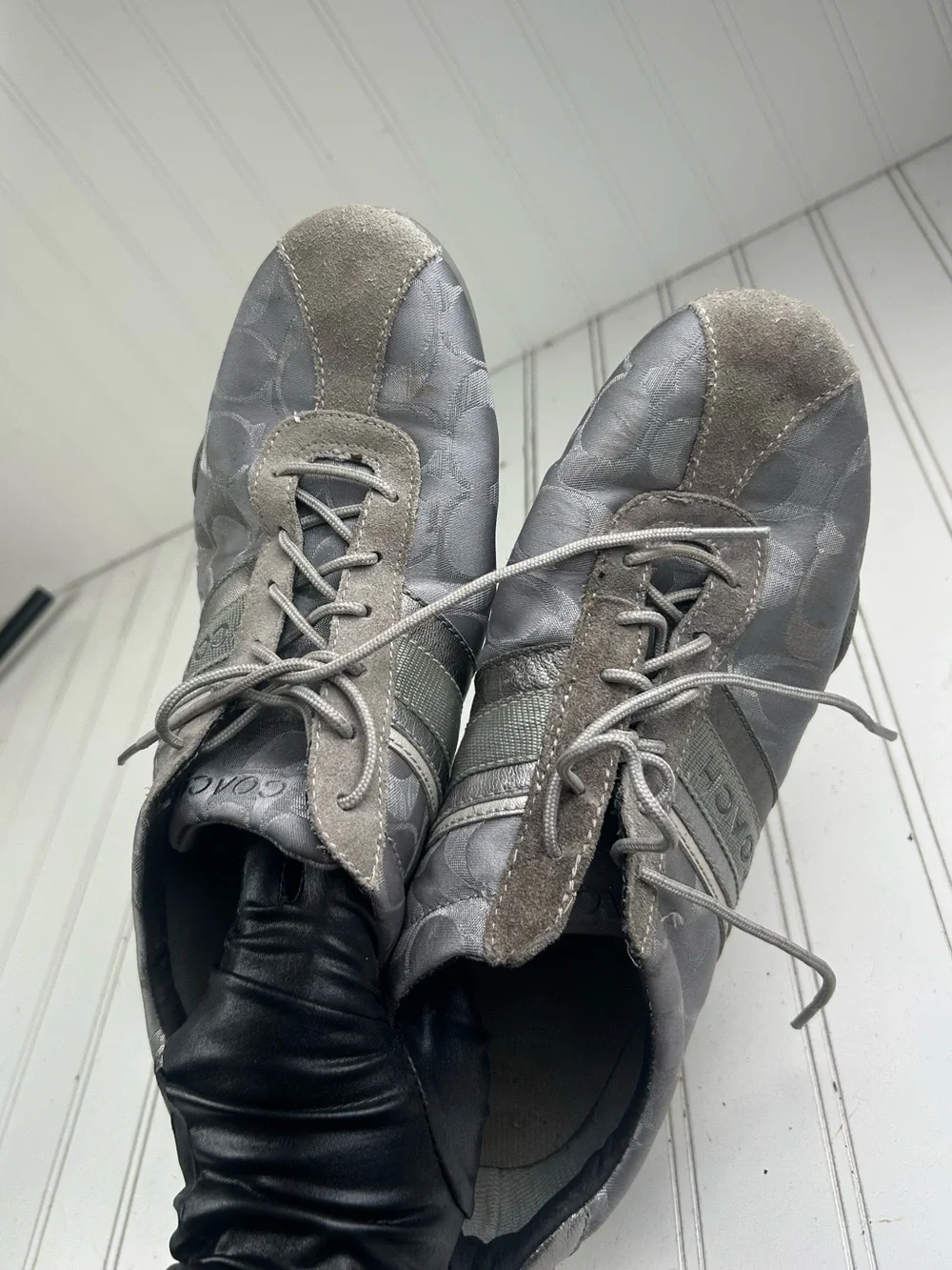 Coach Jayme Monogram Signature Logo Sneakers Grey Silver Women’s Size 11M